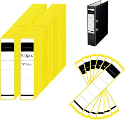 TIANLIN Folder Spine Labels Self-Adhesive Pack of 100 Folder Spine Stickers White Folder Spine Self-Adhesive Narrow 3.6 x 19 cm for Document Sorting and Item Marking