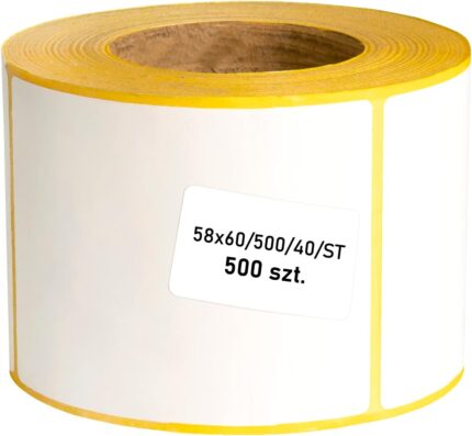 Thermal Labels 58 x 60 mm 500 pcs White Permanent Adhesive, for Bar Codes