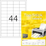 TopStick 8731 Multi-Purpose Labels, 44 Labels Per A4 Sheet, 48.3 x 25.4 mm, 4400 Labels, Self Adhesive, Small Stickers for Laser and Inkjet Printers, White