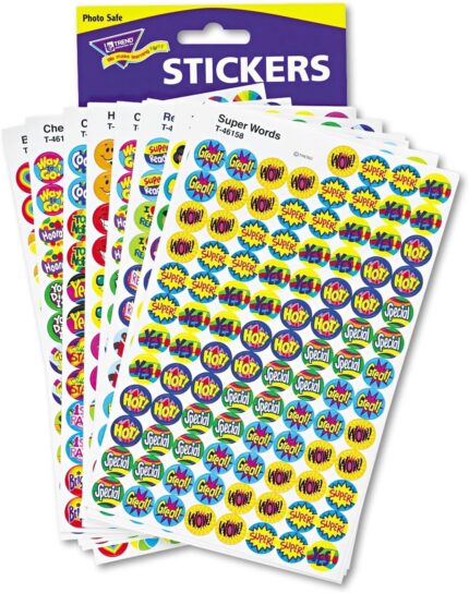 Trend Enterprises: Positive Praisers, superSpots Stickers, Great on Homework, Incentives, Crafts, and as Collectibles, 68 Different Designs, 25 Sheets Included, for Ages 3 and Up