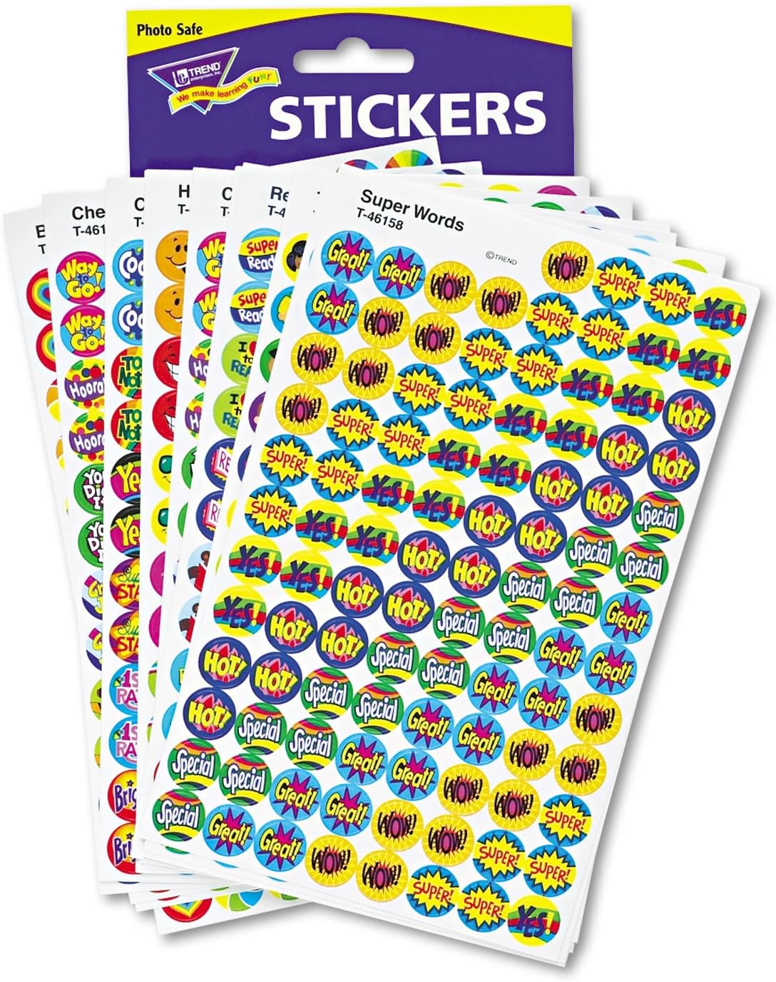 Trend Enterprises: Positive Praisers, superSpots Stickers, Great on Homework, Incentives, Crafts, and as Collectibles, 68 Different Designs, 25 Sheets Included, for Ages 3 and Up Trend Enterprises: Positive Praisers, superSpots Stickers, Great on Homework, Incentives, Crafts, and as Collectibles, 68 Different Designs, 25 Sheets Included, for Ages 3 and Up