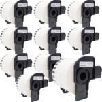 Veson - 10 Rolls White DK-22205 DK22205 Continuous Labels Compatible with Brother Address Label Rolls, 62 mm x 30.48 m Shipping Labels for Brother P-Touch QL-500 570 600 700 710W 720 QL-800 810W 810W