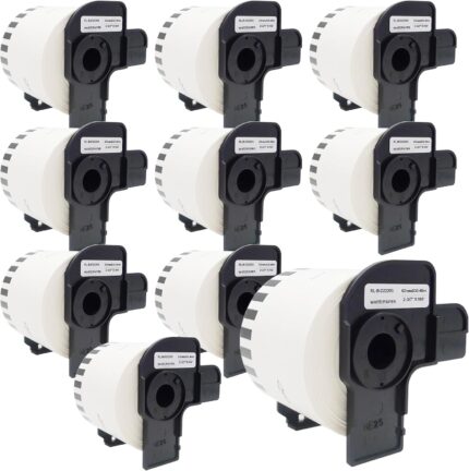 Veson - 10 Rolls White DK-22205 DK22205 Continuous Labels Compatible with Brother Address Label Rolls, 62 mm x 30.48 m Shipping Labels for Brother P-Touch QL-500 570 600 700 710W 720 QL-800 810W 810W