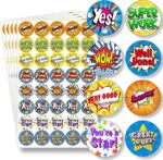 Well Done Stickers for Children - 200 Colourful Reward, Praise, Good Work, Teacher Stickers Pack | Kids Glossy Achievement Reward Labels for Childrens School Classroom and Home by Innoveem