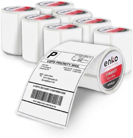 enKo Compatible Zebra 4×6 Label/Dymo Labels 1744907 (4 x 6) for Dymo Labelwriter 4XL Shipping Zebra Direct Thermal Printer (8 Rolls, 1760 Labels)