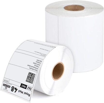 iSOUL 4X6 Direct Thermal Printer Labels Roll 100mm x 150mm 500 White Permanent Adhesive Shipping Labels Rolls Compatible for Zebra, MUNBYN Printers to use on Ebay, Amazon, Royal Mail Label