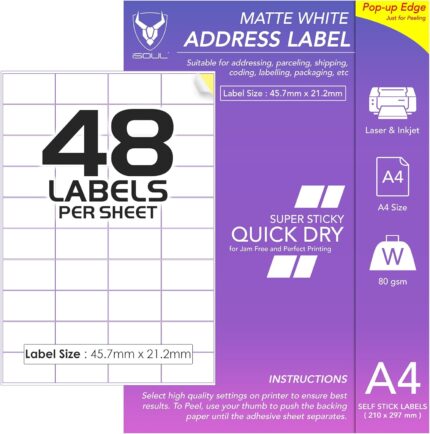 iSOUL Self Adhesive Address Labels (48 Per Sheet)
