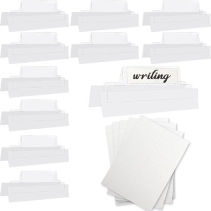 100 Pieces 2 Inch Insertable Self-Adhesive Clear Planner Tabs with Printable Inserts and File Folder Labels
