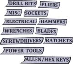 12 Pack of Magnetic Toolbox Labels, 3D-Printed Tool Box Label, Reusable Tags for Steel Toolboxes Carts Drawers and Cabinets(White Magnetic Stripe)