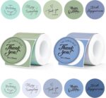 2 Rolls of Thermal Labels 50mm x 50mm Thermal Stickers,Multicolor Circle Thermal Sticker Label Round Thermal Printer Labels for Logo Name,Address,QR Code,Baking,140 Labels/1 Roll（Blue+Green）