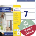 AVERY Zweckform LR4760-10 Recycled Folder Spine Labels (70 Spine Labels, 38 x 192 mm on A4, 100% Recycled Paper, Narrow/Short, Self-Adhesive, Printable Folder Labels), 10 Sheets, Natural White