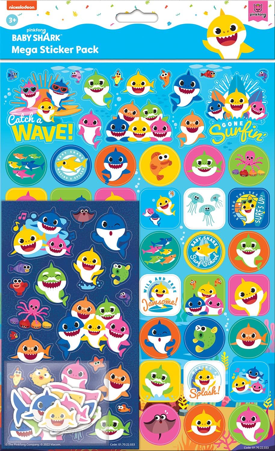Baby Shark Mega Sticker Pack | Three Types of Stickers (Around 150 Total) | Reusable on Non-Porous Surfaces Baby Shark Mega Sticker Pack | Three Types of Stickers (Around 150 Total) | Reusable on Non-Porous Surfaces