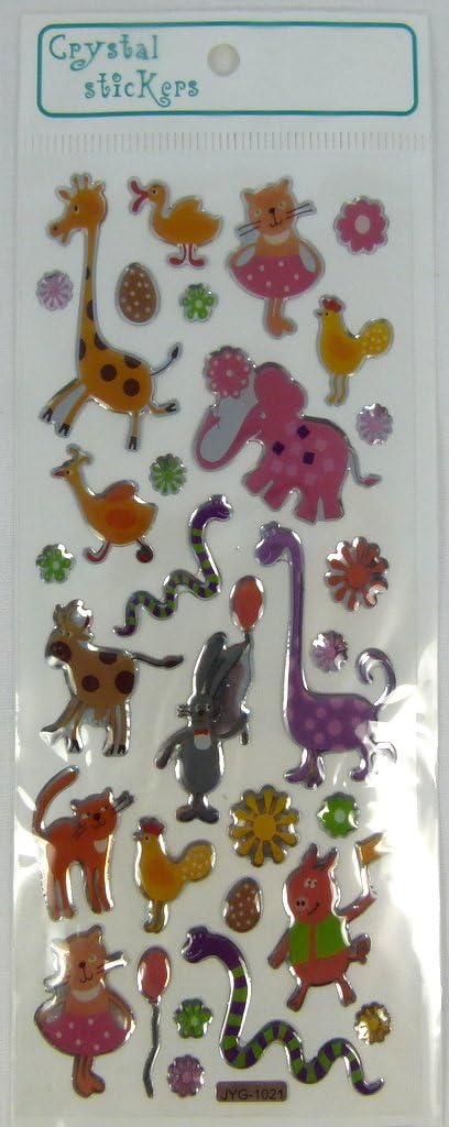 Crystal Stickers – Colouful Animals – Giraffe, Snake, Rooster etc