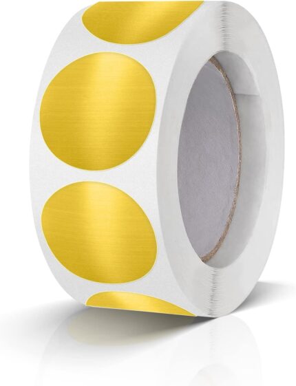 Gold Round Stickers 1 Inch Circle Labels Color Coding Glitter Sparkle Dot Sticker Waterproof Removable Roll of 500