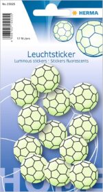 Herma Reflective Stickers, Permanent Hold, 5 Fluorescent Stickers per Pack Motif Soccer Balls