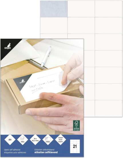 Ilk Kangaro Labels 70 x 42.3 mm Box 100 Sheets 21 Labels per Sheet