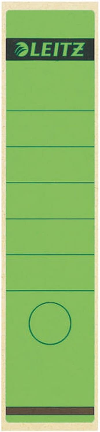 Leitz Spine Label Self-Adhesive for Standard and Hard Cardboard Folders, Pack of 10, 80 mm Spine Width, Long and Wide Format, 62 x 285 mm, Paper, Green, 16400055