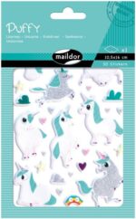 Maildor AE152C - Puffy STICKERS - 1 sheet - Size: 10.5x16 cm - 3D EFFECT GLITTER - UNICORNS (30 stickers) - Children's Creative and Leisure Activity - DIY