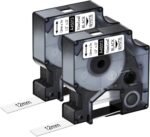 NineLeaf 2 Pack Compatible for Dymo Label Tape 45013 A45013 S0720530 Black on White D1 Tape 12mm x 7m for Dymo Label Maker Refills LabelManager 160 210D 220P 260P 280 360D 420P Labelpoint 150 250