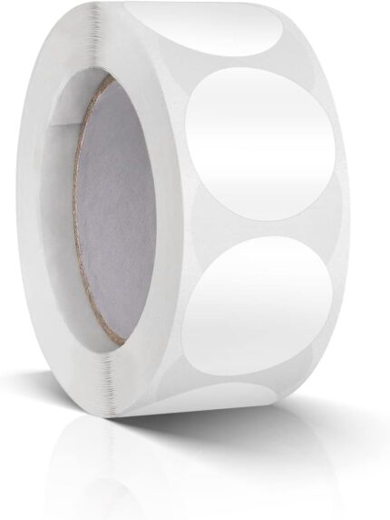 Round Stickers White 25 mm Circle Labels Colour Coding Dot Vinyl Floor Sticker Waterproof Removable Roll of 500
