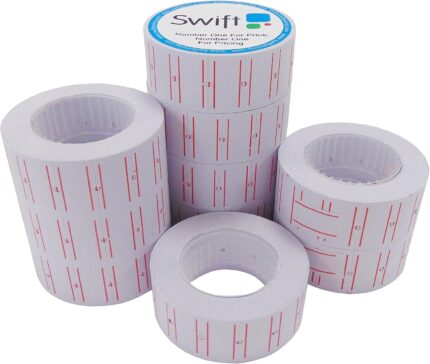 Swift 22 x 12 mm Price Gun Labels CT1 Lined 10 Rolls 5,000 Stickers Pricemarking Tags Fits Many Pricing Labellers