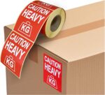 Warning Stickers 'Caution Heavy' Sticky Labels 80x103mm - 500 Pack Bright Red Stickers, Moving House, Heavy Label for Packing Box Labels and Storage, Adhesive Paper Sticker Pack by Price Stickers