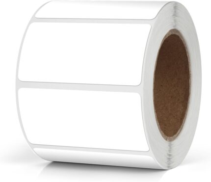 White Rectangle Stickers 50 x 25 MM Color Coding Rectangular Labels Vinyl Roll Self-Adhesive Waterproof Removable 500 PCS
